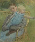 Mathilde Holding a Baby Who Reaches out to the Right c1889 By Mary Cassatt