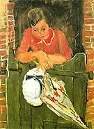 Woman Leaning with Umbrella c1934 By Chaim Soutine