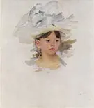 Sketch of Ellen Mary Cassatt in a Big Blue Hat c1905 By Mary Cassatt