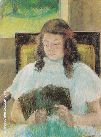 Young Girl Reading c1900 by Mary Cassatt | Oil Painting Reproduction