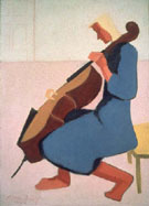 Cello Player in Blue 1944 By Milton Avery