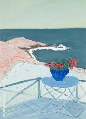 Red Flowers on a Terrace 1944 By Milton Avery