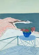 Red Flowers on a Terrace 1944 By Milton Avery