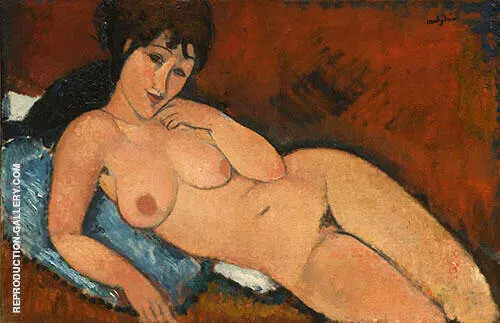 Nude on a Blue Cushion 1917 By Amedeo Modigliani