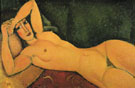 Reclining Nude with Left Arm Resting on Forehead 1917 By Amedeo Modigliani