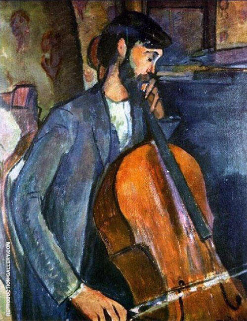 The Cellist 1909 Painting By Amedeo Modigliani