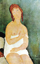 Red Haired Young Woman in Chemise 1918 By Amedeo Modigliani