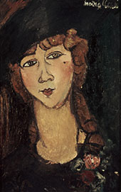 Head of a Woman in a Hat Lolotte c1916 By Amedeo Modigliani