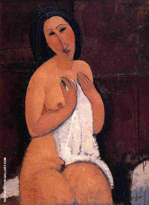 Seated Nude with a Shirt in Her Hands 1917 By Amedeo Modigliani