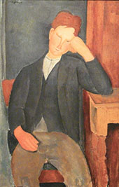 Young Peasant Leaning Against a Table 1918 By Amedeo Modigliani