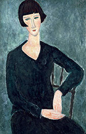 Seated Woman in Blue Dress 1918 By Amedeo Modigliani