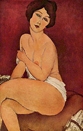 Nude Sitting on a Divan 1917 By Amedeo Modigliani