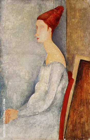 Jeanne Hebuterne Seated in Profile By Amedeo Modigliani