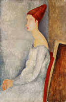 Jeanne Hebuterne Seated in Profile By Amedeo Modigliani