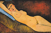 Reclining Nude with Blue Cushion 1917 By Amedeo Modigliani