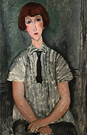 Young Girl in a Striped Shirt By Amedeo Modigliani