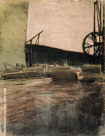 Quarry at Ostermundigen Two Cranes 1907 | Oil Painting Reproduction