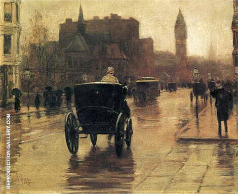 Columbus Avenue Rainy Day c1885 B By Childe Hassam