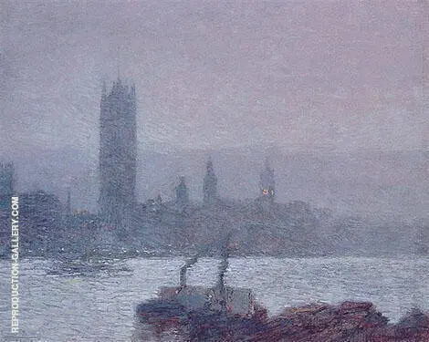 Houses of Parliament Early Evening 1898 By Childe Hassam