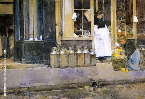 La Bouquetiere and La Latiere 1888 By Childe Hassam