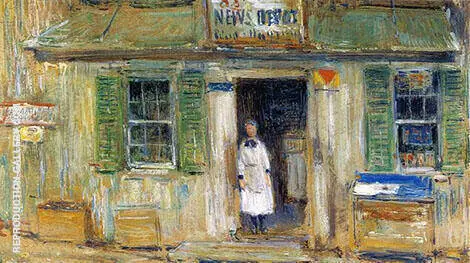 News Depot at Cos Cob By Childe Hassam