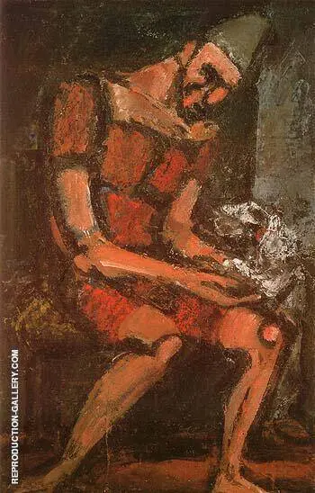 Old Clown with White Dog 1925 By George Rouault