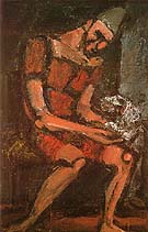 Old Clown with White Dog 1925 By George Rouault