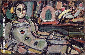 Pierrot Reclining 1932 by George Rouault | Oil Painting Reproduction