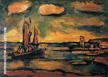 Fishing Boat at Sunset 1939 by George Rouault | Oil Painting Reproduction