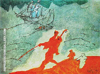 Blind Musician at the Beach 1942 By Lyonel Feininger