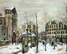 The Place Des Abbesses in the Snow 1917 By Maurice Utrillo