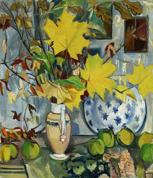Autumn Bouquet Quince and Maple Leaves | Oil Painting Reproduction