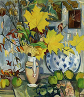 Autumn Bouquet Quince and Maple Leaves By Natalia Goncharova
