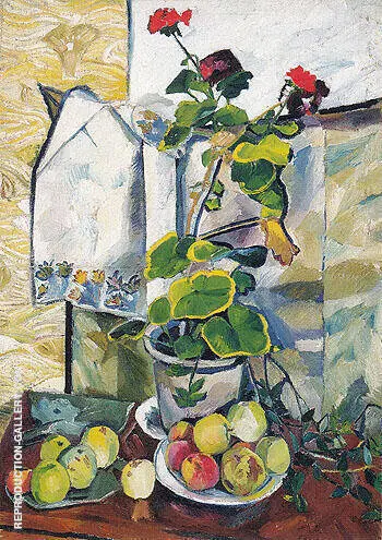 Still Life with a Geranium 1907 By Natalia Goncharova
