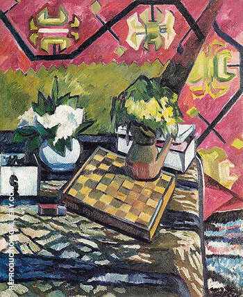 Still Life with Chessboard 1907 By Natalia Goncharova