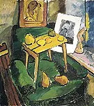 Fruits and Engraving In an Artists Studio c1907 By Natalia Goncharova