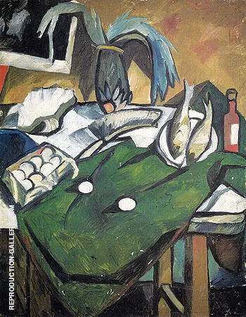 Still Life Fish and Brush c1907 By Natalia Goncharova