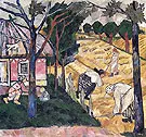 Getting in Wheat 1908 By Natalia Goncharova