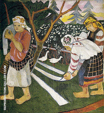 Bleaching Canvas 1908 by Natalia Goncharova | Oil Painting Reproduction
