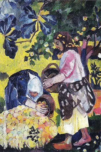 Picking Fruit Volet of a Polyptych 1908 B By Natalia Goncharova
