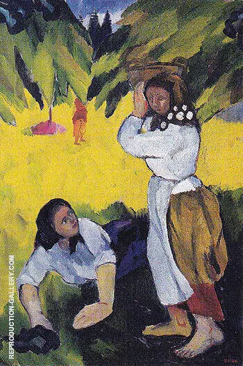 Picking Fruit Volet of a Polyptych 1908 D By Natalia Goncharova