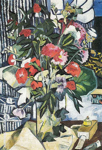 Bouquet and Container of Paints 1909 By Natalia Goncharova