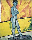 Artists Model on the Yellow Background c1909 By Natalia Goncharova