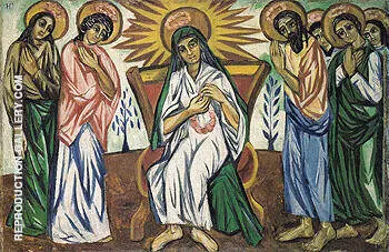 Mother of God Enthroned and Bystanders c1909 By Natalia Goncharova