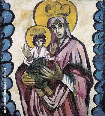 Mother of God With Ornamental Design c1910 By Natalia Goncharova