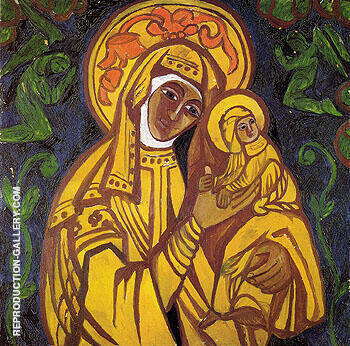 Virgin and Child 1911 by Natalia Goncharova | Oil Painting Reproduction