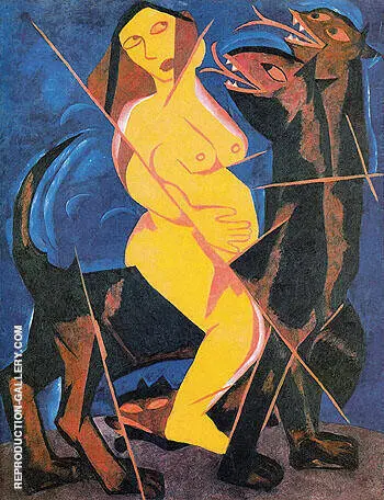 The Woman on the Beast 1911 By Natalia Goncharova