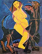 The Woman on the Beast 1911 By Natalia Goncharova