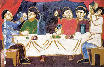 Drinking Wine 1911 By Natalia Goncharova