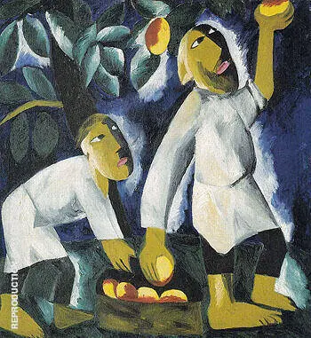 Peasants Picking Apples 1911 By Natalia Goncharova